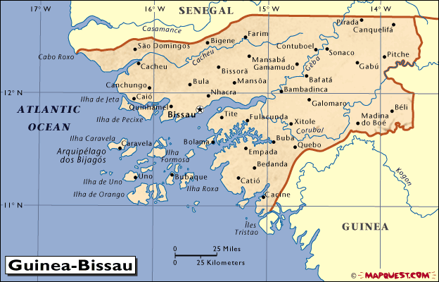 Mapa da Guin-Bissau